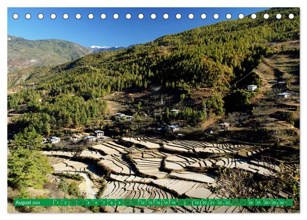 Bhutan - Frieden und Glück im Himalaya (Tischkalender 2024 DIN A5 quer), CALVENDO Monatskalender