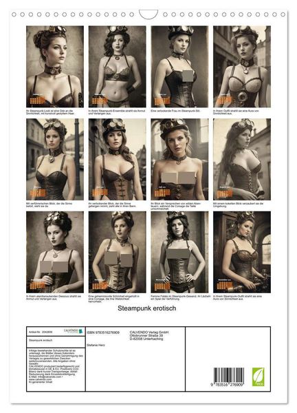 Produktbild: Steampunk erotisch (Wandkalender 2026 DIN A3 hoch), CALVENDO Monatskalender