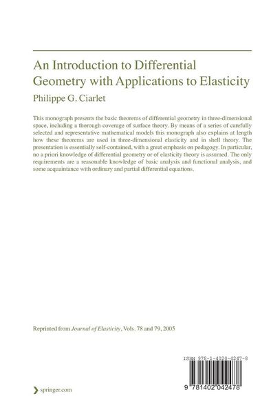 Produktbild: An Introduction to Differential Geometry with Applications to Elasticity