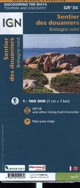 Sentier des Douaniers Bretagne Nord 1:100 000, Karte von Collectif Ign, IGN Frankreich, 9782758551270