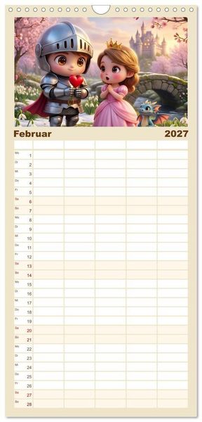 Produktbild: Familienplaner 2027 - Kleiner Ritter - Jahresreise mit 5 Spalten (Wandkalender, 21 x 45 cm) CALVENDO