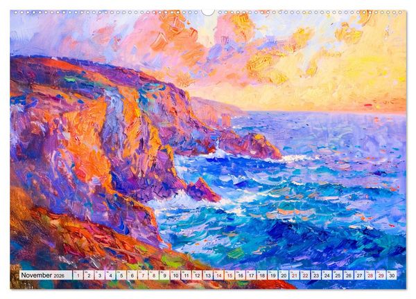 Produktbild: Ein Tag am Meer - Durch die Augen der Impressionisten (hochwertiger Premium Wandkalender 2026 DIN A2 quer), Kunstdruck in Hochglanz