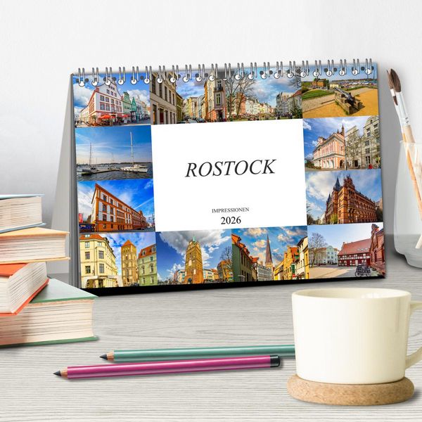Produktbild: Rostock Impressionen (Tischkalender 2026 DIN A5 quer), CALVENDO Monatskalender