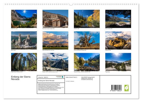 Produktbild: Entlang der Sierra Nevada (hochwertiger Premium Wandkalender 2026 DIN A2 quer), Kunstdruck in Hochglanz