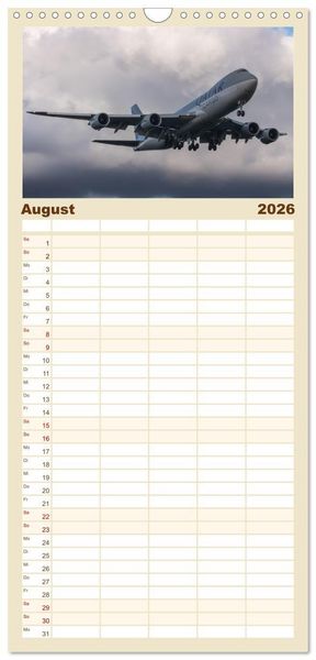 Produktbild: Familienplaner 2026 - Boeing 747 Kalender mit 5 Spalten (Wandkalender, 21 x 45 cm) CALVENDO