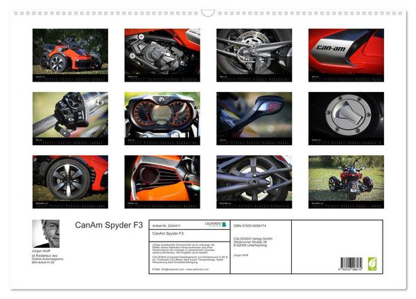 Produktbild: CanAm Spyder F3 (Wandkalender 2026 DIN A2 quer), CALVENDO Monatskalender