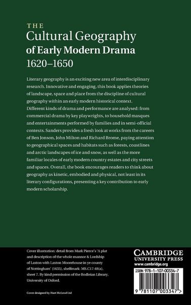 Produktbild: The Cultural Geography of Early Modern Drama, 1620-1650