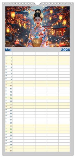 Produktbild: Familienplaner 2026 - Fantasie Asia-Girls mit 5 Spalten (Wandkalender, 21 x 45 cm) CALVENDO