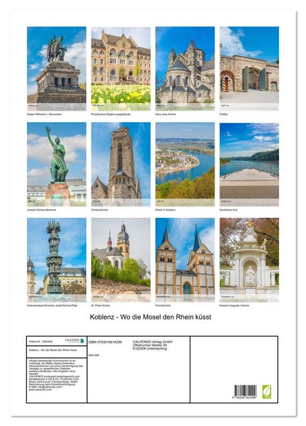 Produktbild: Koblenz - Wo die Mosel den Rhein k&uuml;sst (Wandkalender 2026 DIN A2 hoch), CALVENDO Monatskalender