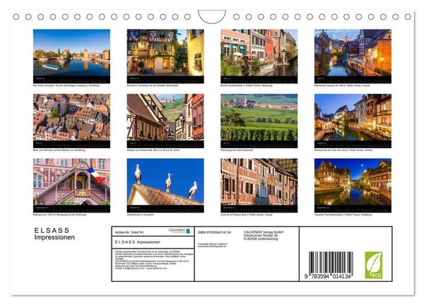 Produktbild: E L S A S S Impressionen (Wandkalender 2027 DIN A4 quer), CALVENDO Monatskalender