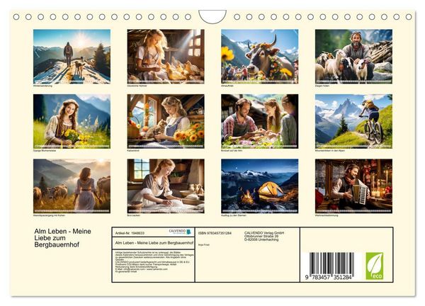 Produktbild: Alm Leben - Meine Liebe zum Bergbauernhof (Wandkalender 2026 DIN A4 quer), CALVENDO Monatskalender