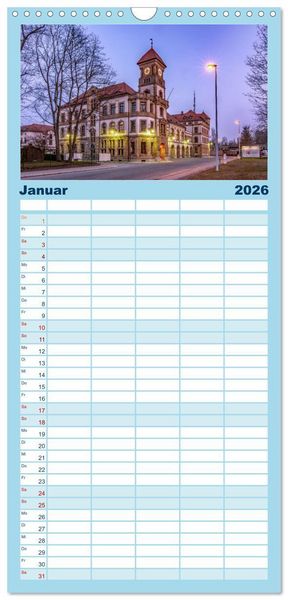 Produktbild: Familienplaner 2026 - Chemnitz zur blauen Stunde mit 5 Spalten (Wandkalender, 21 x 45 cm) CALVENDO