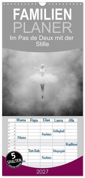 Produktbild: Familienplaner 2027 - Im Pas de Deux mit der Stille mit 5 Spalten (Wandkalender, 21 x 45 cm) CALVENDO