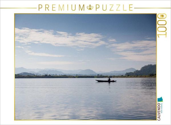 Produktbild: CALVENDO Puzzle Kanu am Morgen auf dem Lake Mutanda | 1000 Teile Lege-Gr&ouml;&szlig;e 64x48cm Foto-Puzzle f&uuml;r gl&uuml;ckliche Stunden