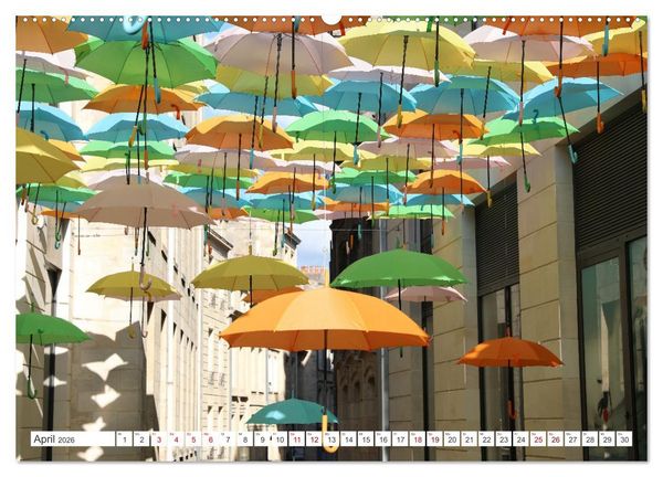 Produktbild: Umbrella Skies - Farbenfrohe Schirme (hochwertiger Premium Wandkalender 2026 DIN A2 quer), Kunstdruck in Hochglanz