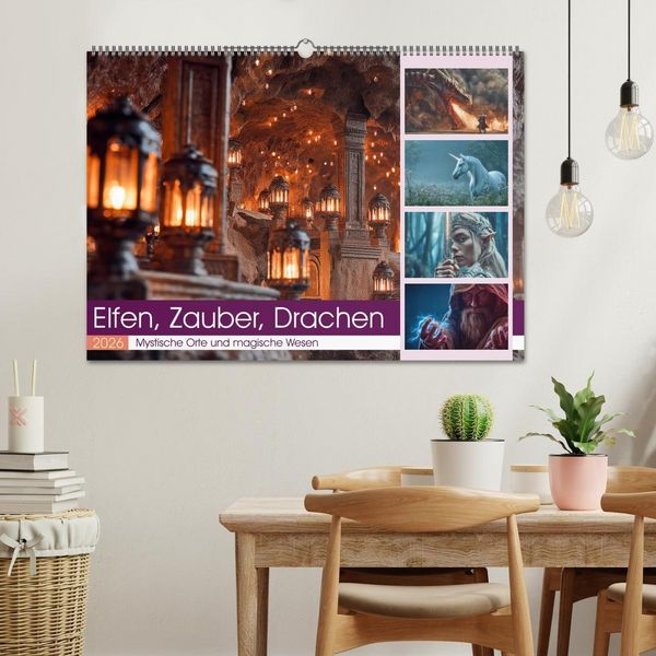 Produktbild: Elfen, Zauber, Drachen (Wandkalender 2026 DIN A2 quer), CALVENDO Monatskalender
