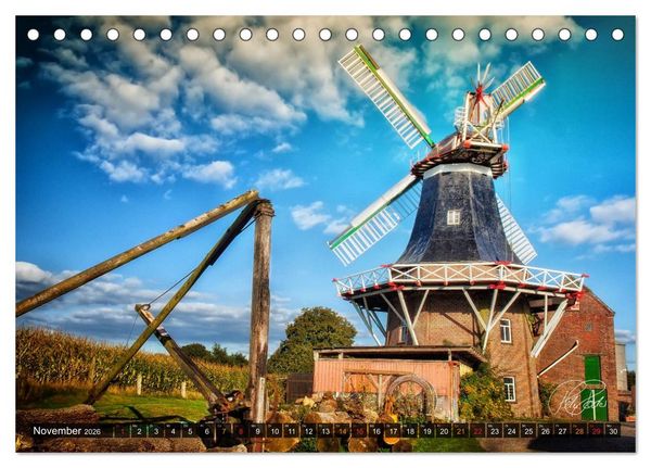 Produktbild: Friesland - Die Friesische M&uuml;hlenstra&szlig;e (Tischkalender 2026 DIN A5 quer), CALVENDO Monatskalender