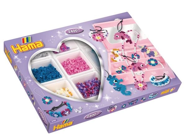 Produktbild: Hama 3709 Kreativbox Accessoires, B&uuml;gelperlen Midi, ca. 2400 St&uuml;ck inklusive Stiftplatte und Zubeh&ouml;r