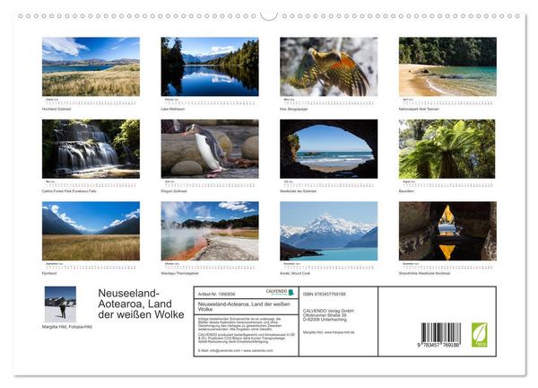 Produktbild: Neuseeland-Aotearoa, Land der wei&szlig;en Wolke (hochwertiger Premium Wandkalender 2026 DIN A2 quer), Kunstdruck in Hochglanz