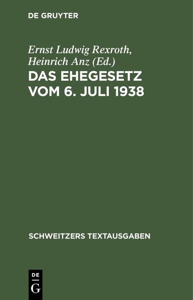 Produktbild: Das Ehegesetz vom 6. Juli 1938