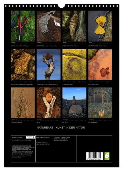 Produktbild: NATUREART - KUNST IN DER NATUR (Wandkalender 2026 DIN A3 hoch), CALVENDO Monatskalender