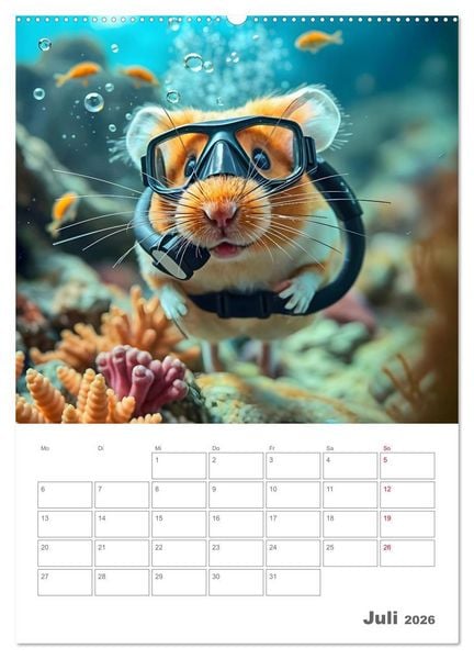 Produktbild: Adventure Hamster - Sportliche KI Hamster pr&auml;sentieren den Abenteuer-Sport (hochwertiger Premium Wandkalender 2026 DIN A2 hoch), Kunstdruck in Hochglanz