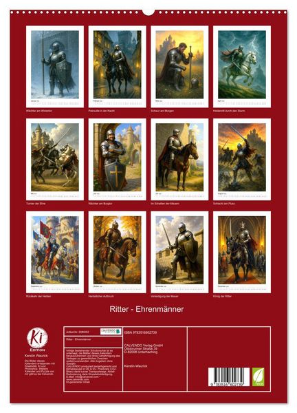 Produktbild: Ritter - Ehrenm&auml;nner (hochwertiger Premium Wandkalender 2026 DIN A2 hoch), Kunstdruck in Hochglanz