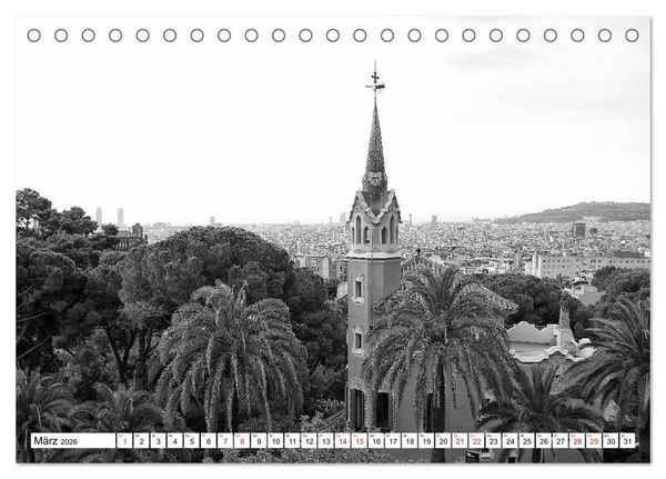Produktbild: Barcelona Schwarz / Wei&szlig; Impressionen (Tischkalender 2026 DIN A5 quer), CALVENDO Monatskalender