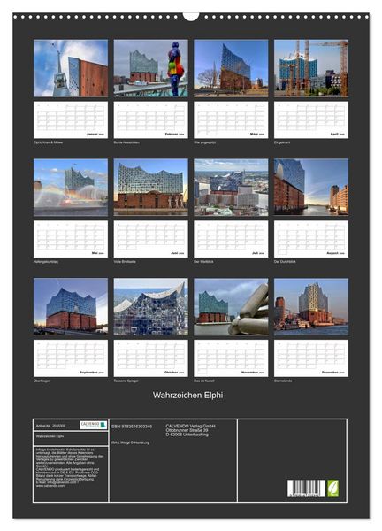 Produktbild: Wahrzeichen Elphi (Wandkalender 2026 DIN A2 hoch), CALVENDO Monatskalender