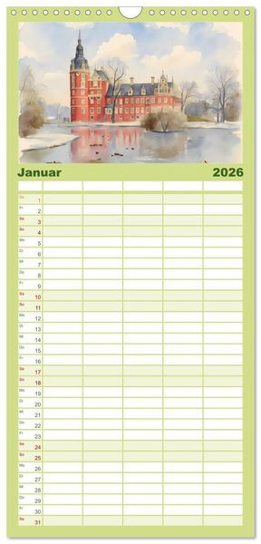 Produktbild: Familienplaner 2026 - Deutsche Schl&ouml;sser und Burgen mit 5 Spalten (Wandkalender, 21 x 45 cm) CALVENDO