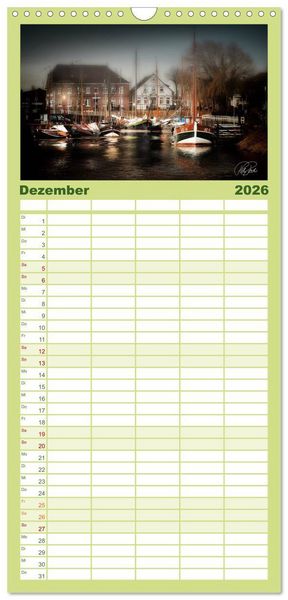 Produktbild: Familienplaner 2026 - Ostfriesland, die alten H&auml;fen - Greetsiel, Neuharlingersiel, Carolinensiel mit 5 Spalten (Wandkalender, 21 x 45 cm) CALVENDO
