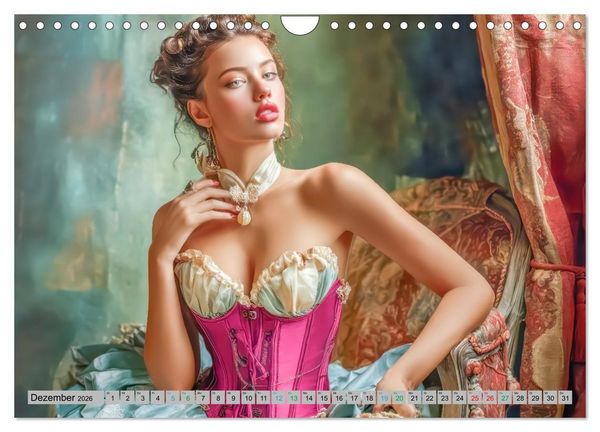 Produktbild: Frauen und Korsetts - Malerische Werke (Wandkalender 2026 DIN A4 quer), CALVENDO Monatskalender
