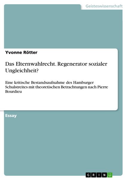 Produktbild: Das Elternwahlrecht. Regenerator sozialer Ungleichheit?