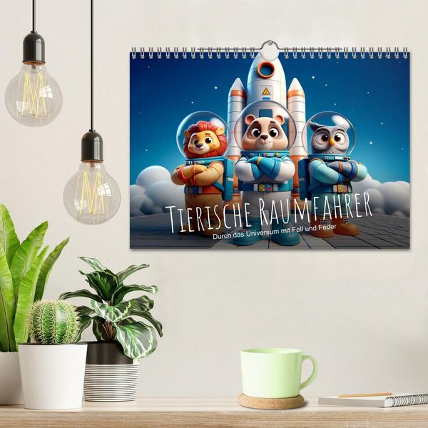 Produktbild: Tierische Raumfahrer: Durch das Universum mit Fell und Feder (Wandkalender 2026 DIN A4 quer), CALVENDO Monatskalender