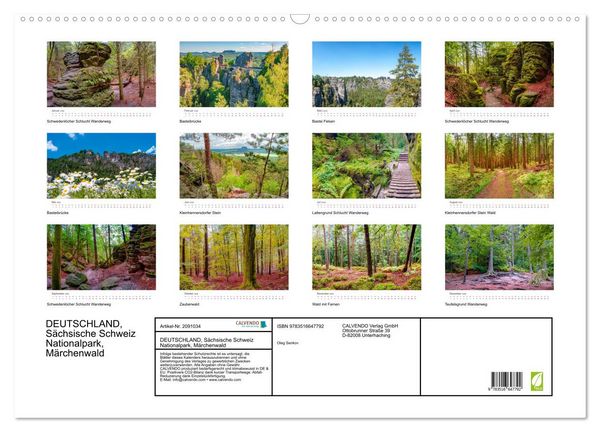 Produktbild: DEUTSCHLAND, S&auml;chsische Schweiz Nationalpark, M&auml;rchenwald (Wandkalender 2026 DIN A2 quer), CALVENDO Monatskalender