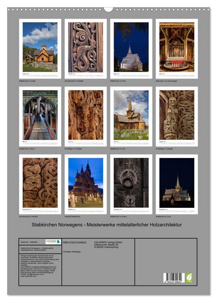 Produktbild: Stabkirchen Norwegens - Meisterwerke mittelalterlicher Holzarchitektur (Wandkalender 2026 DIN A2 hoch), CALVENDO Monatskalender