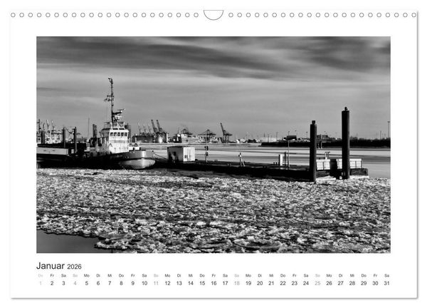 Produktbild: Hamburg in schwarz-weiss (Wandkalender 2026 DIN A3 quer), CALVENDO Monatskalender