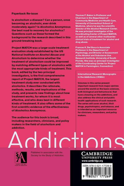 Produktbild: Treatment Matching in Alcoholism