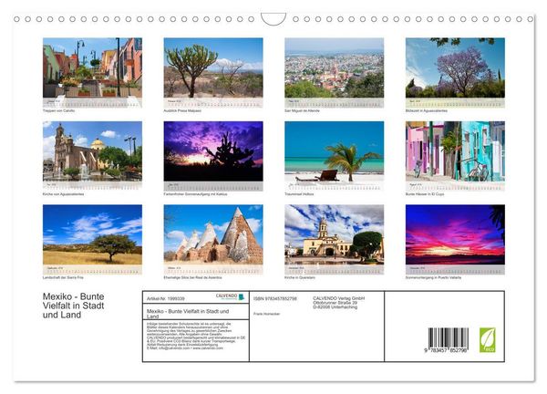 Produktbild: Mexiko - Bunte Vielfalt in Stadt und Land (Wandkalender 2026 DIN A3 quer), CALVENDO Monatskalender