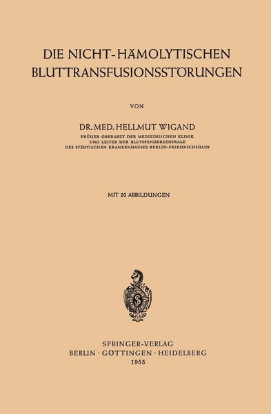 Produktbild: Die Nicht-H&auml;molytischen Bluttransfusionsst&ouml;rungen
