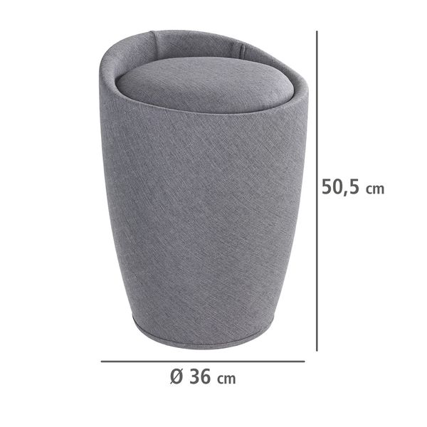 Hocker Mod. Candy Grey Leinenoptik, mit abnehmbarem Wäschesammler