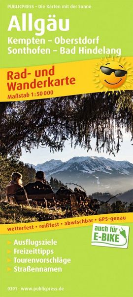 Produktbild: Publicpress Rad- und Wanderkarte Allg&auml;u, Kempten, Oberstdorf, Sonthofen, Bad Hindelang 1:50.000