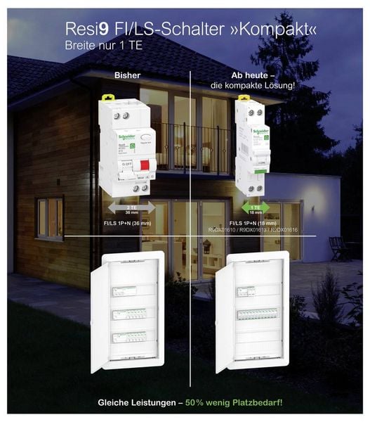 Produktbild: Schneider Electric R9DX01616 Fehlerstrom-Schutzschalter 16A 0.03A 230V