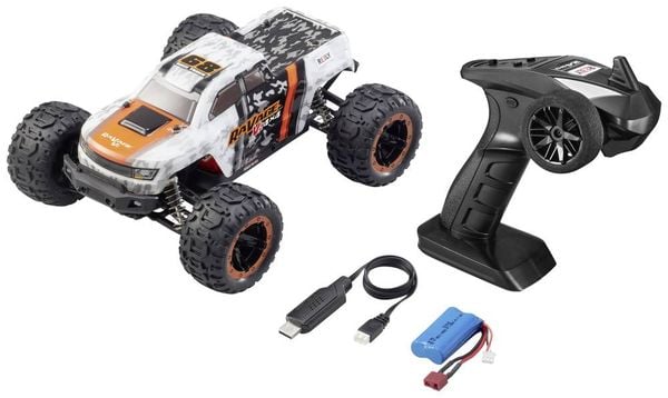 Produktbild: Reely RaVage 4x4 V2 Orange/Wei&szlig; Brushed 1:16 RC Modellauto Elektro Monstertruck Allradantrieb (4WD) RtR 2,4 GHz inkl. Akku und Ladekabel
