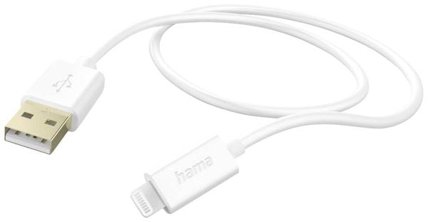 Hama USB-Ladekabel USB 2.0 Apple Lightning Stecker, USB-A Stecker 1.50m Weiß 00201581