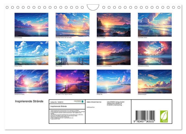 Produktbild: Inspirierende Str&auml;nde (Wandkalender 2026 DIN A4 quer), CALVENDO Monatskalender