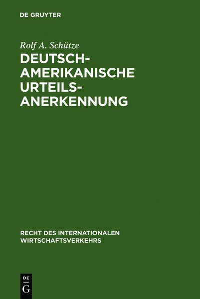 Produktbild: Deutsch-amerikanische Urteilsanerkennung