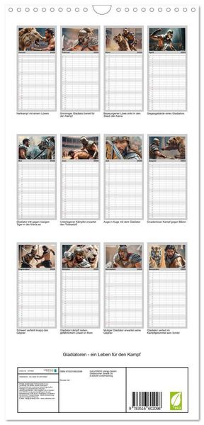 Produktbild: Familienplaner 2026 - Gladiatoren - ein Leben f&uuml;r den Kampf mit 5 Spalten (Wandkalender, 21 x 45 cm) CALVENDO