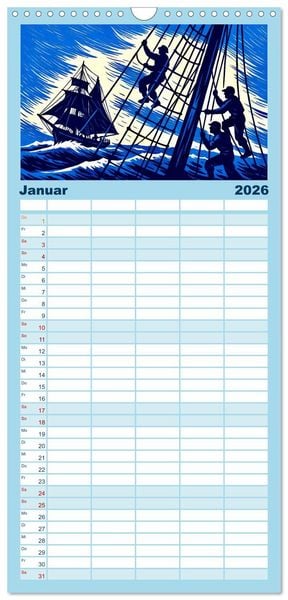 Produktbild: Familienplaner 2026 - Das Meer in der Weltliteratur mit 5 Spalten (Wandkalender, 21 x 45 cm) CALVENDO