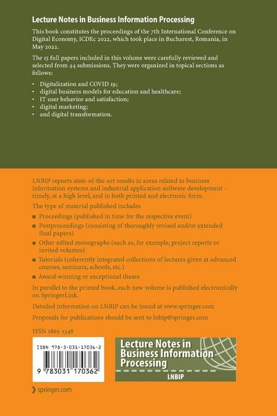 Produktbild: Digital Economy. Emerging Technologies and Business Innovation